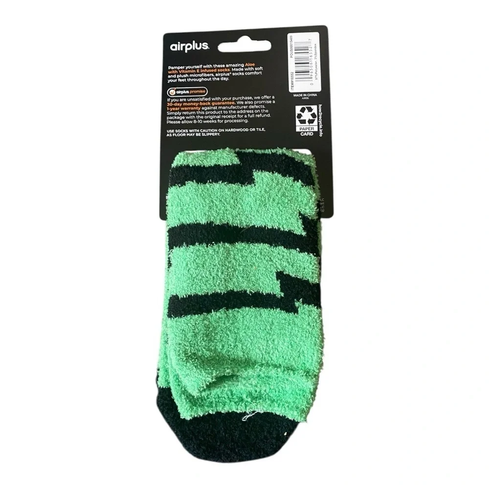 Airplus Aloe Infused Socks Halloween Frankenstein Green Monster Novelty Sock NEW